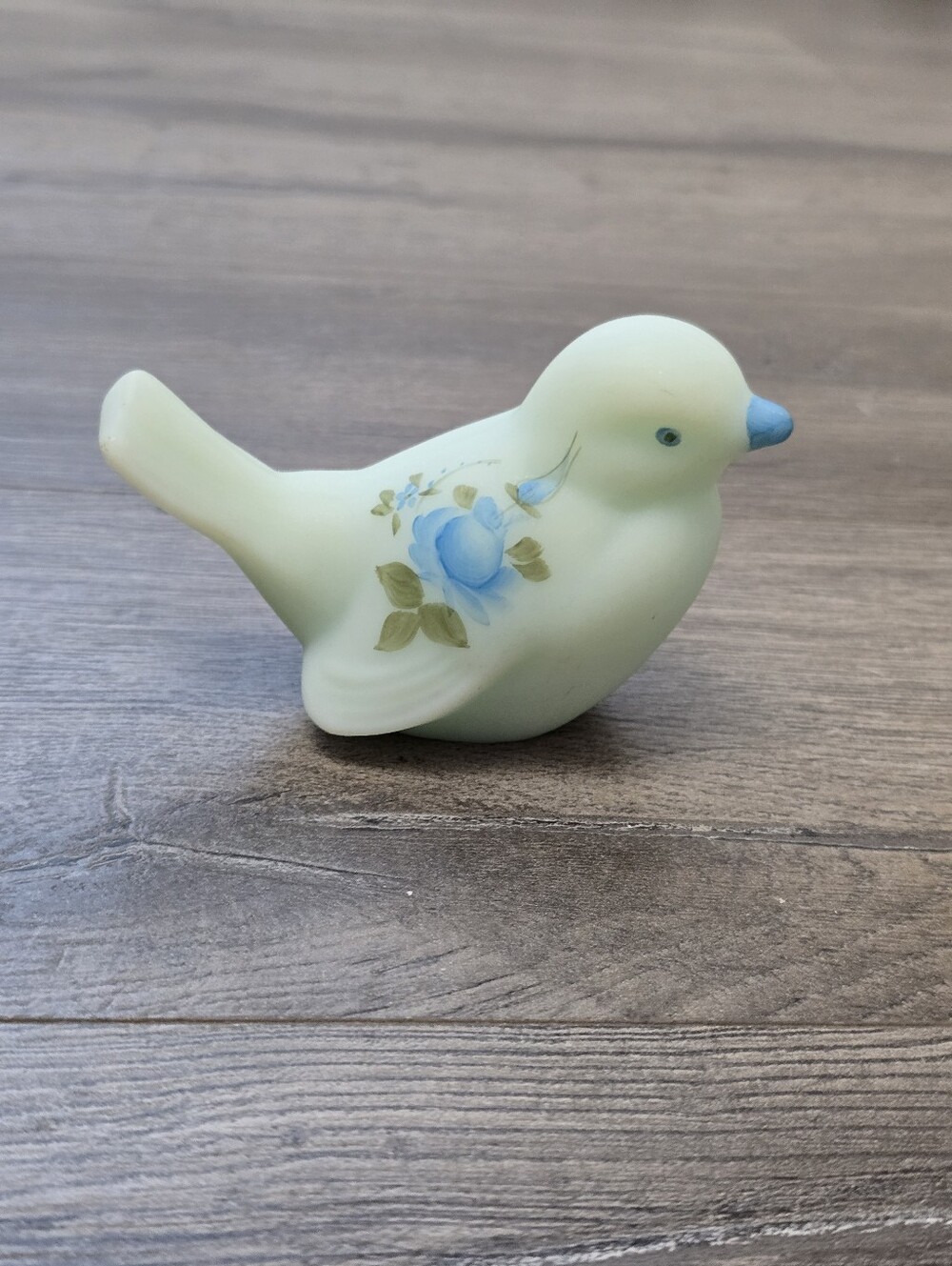 Fenton Vintage "Bird Of Happiness" Blue Satin Glass Collectible
